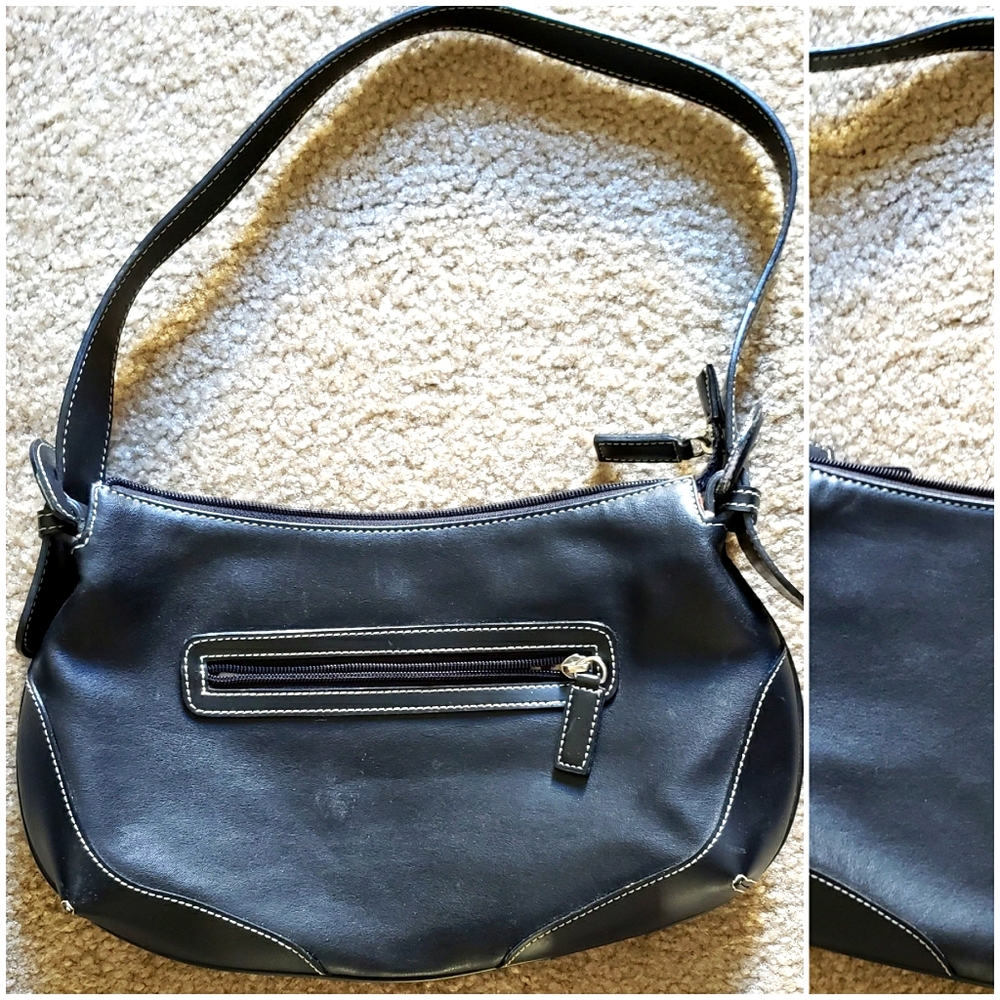Enzo Angiolini Black Shoulder Bag with White Stitching